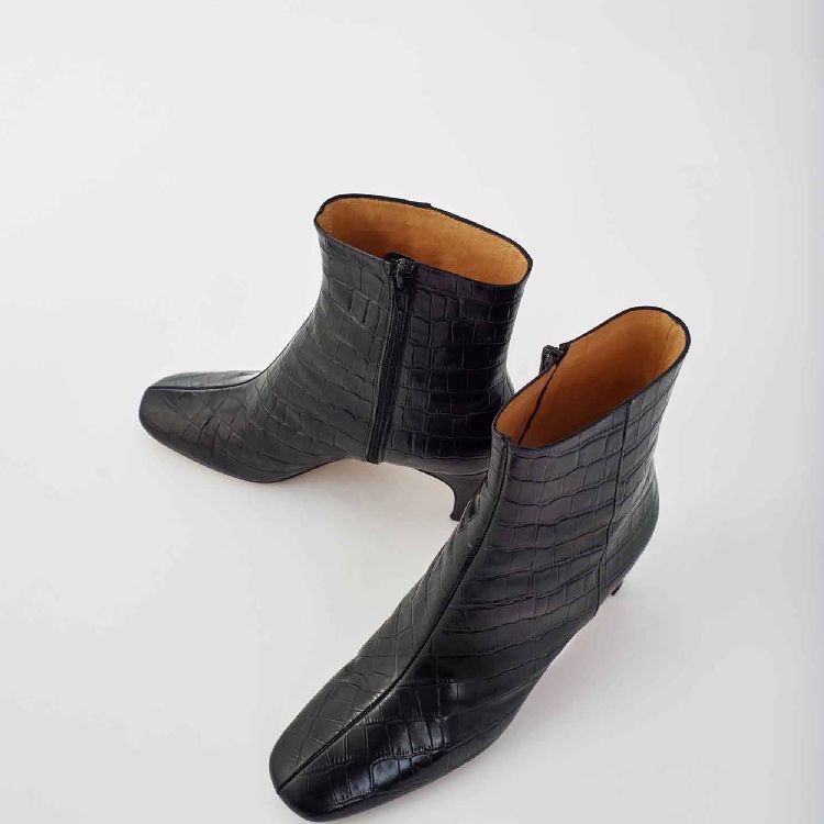 Shop Maje Croc effect embossed leather boots Online in Lebanon